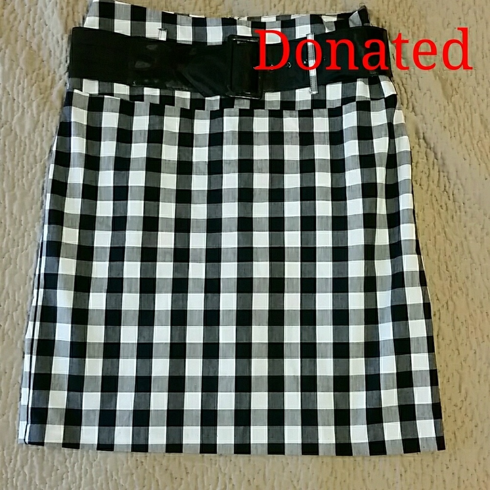 Skirt, Black and White Check